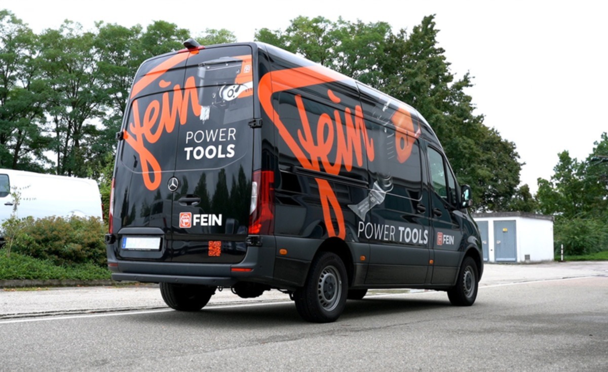 Élégant marquage de véhicule sur le Mercedes-Benz Sprinter nouvellement aménagé pour la société C. & E. Fein GmbH.